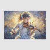 Decoupage van kleine vioolspelende meisje tissuepapier (Voorkant)