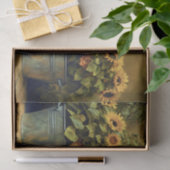 Decoupage van landelijke zonnebloembak tissuepapier (Geschenk)