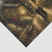 Decoupage van maanverlichte vuurtorenhavenwandelin tissuepapier (Detail)