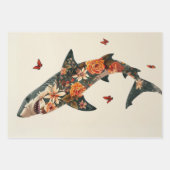 Decoupage van met bloem bedekte haaien inpakpapier vel (Voorkant)