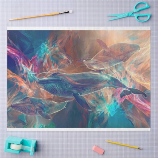 Decoupage van neonwalviswater Wereld Tissuepapier (Craft)