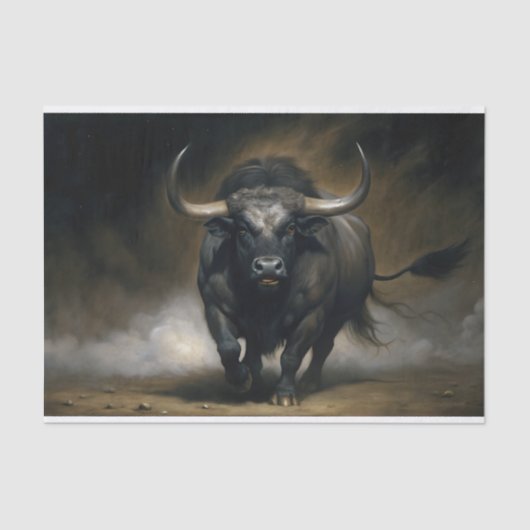 Decoupage van oplaadstier tissuepapier (Voorkant)