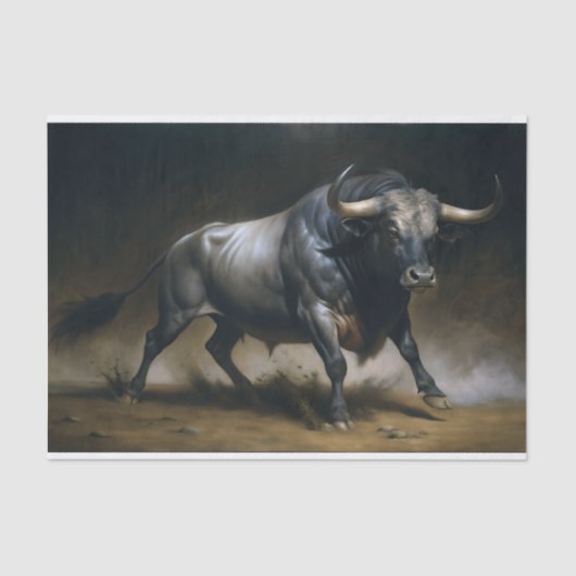 Decoupage van oplaadstier tissuepapier (Voorkant)