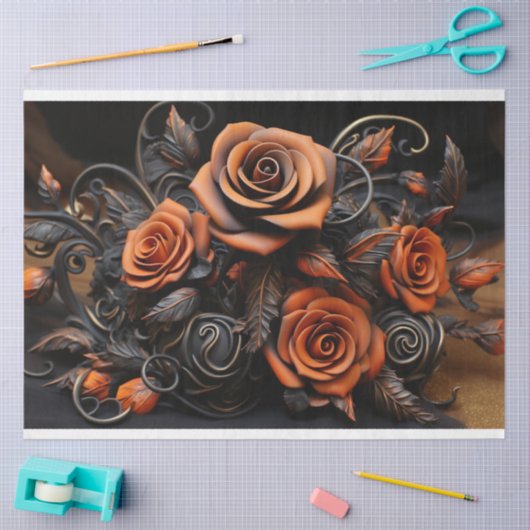 Decoupage van Oranje Rozen Tissuepapier (Craft)