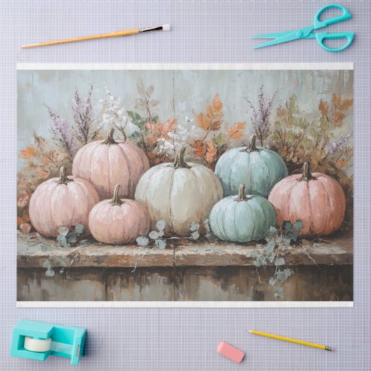 decoupage van pastelpompoenen tissuepapier (Craft)