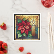 Decoupage van Poinsettia en Candle Glas in lood