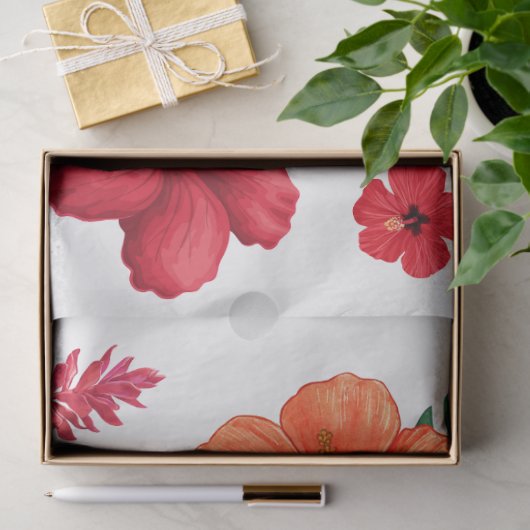 Decoupage van tropische bloemen tissuepapier (Geschenk)