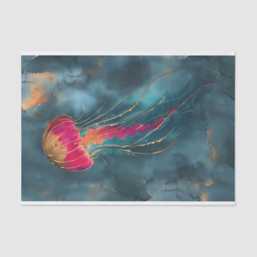 Decoupage van vergulde kwallen tissuepapier (Voorkant)