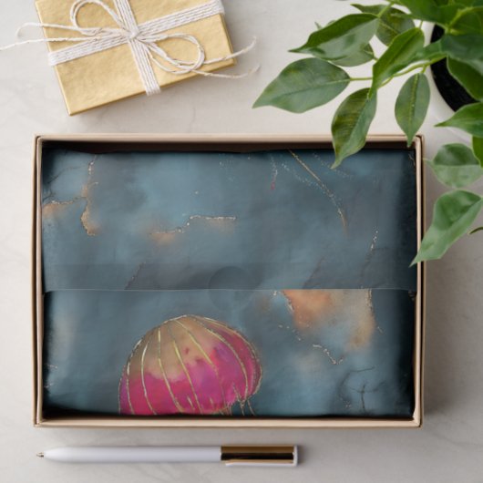 Decoupage van vergulde kwallen tissuepapier (Geschenk)