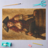 Decoupage van vrouwelijke piraat met rood haar tissuepapier (Craft)