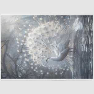 Decoupage van White Tailed Fan Peacock Tissuepapier