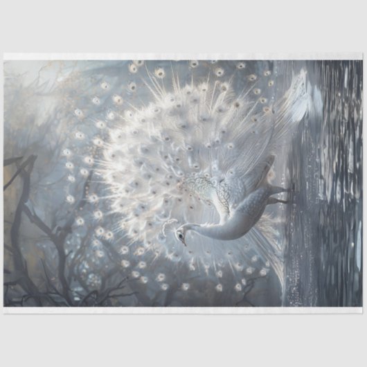 Decoupage van White Tailed Fan Peacock Tissuepapier (Voorkant)