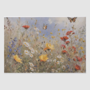 Decoupage van wilde bloemen en vlinders tissuepapier