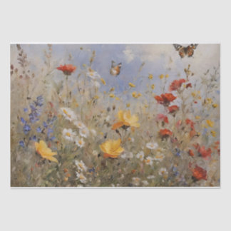Decoupage van wilde bloemen en vlinders tissuepapier