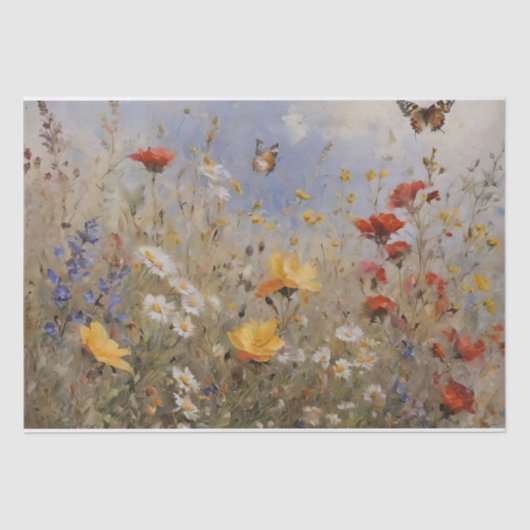 Decoupage van wilde bloemen en vlinders tissuepapier (Voorkant)