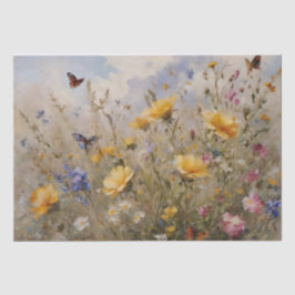 Decoupage van wilde bloemen en vlinders tissuepapier