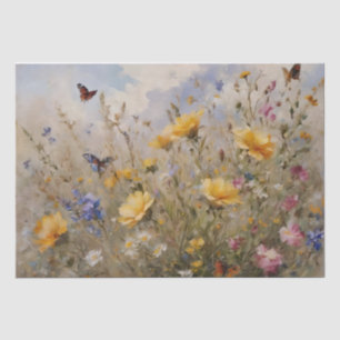 Decoupage van wilde bloemen en vlinders tissuepapier