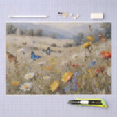 Decoupage van wilde bloemen en vlinders tissuepapier (Craft)
