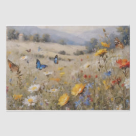 Decoupage van wilde bloemen en vlinders tissuepapier