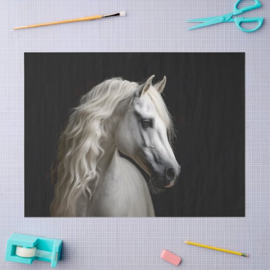 Decoupage van witte Andalusische hengst Tissuepapier (Craft)