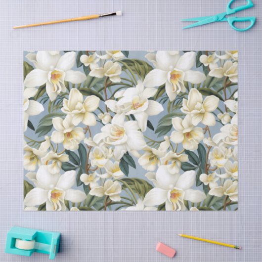 Decoupage van witte orchideeën tissuepapier (Craft)