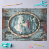 Decoupage van zeilboot met touwrand Rustic Nautica Tissuepapier (Craft)