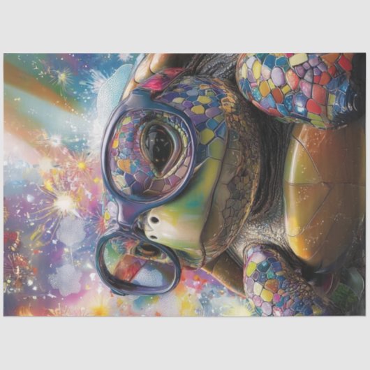 Decoupage veelkleurige artistieke schildpad tissuepapier (Voorkant)