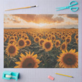 Decoupage Veld Zonnebloemen Zonneondergang Uitzich Tissuepapier (Craft)