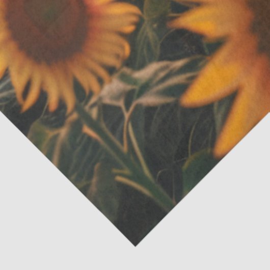 Decoupage Veld Zonnebloemen Zonneondergang Uitzich Tissuepapier (Detail)