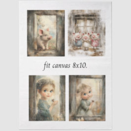 Decoupage-verhaalboekpapieren voor 8 x 10 canvas tissuepapier