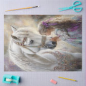 Decoupage versierd wit paard en juwelen klein meis tissuepapier (Craft)