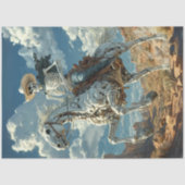 Decoupage Verweerd Skelet Cowboy op Paard Tissuepapier (Voorkant)
