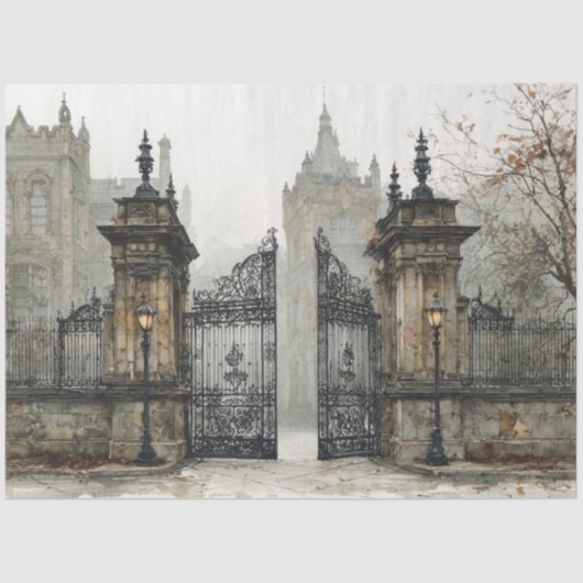 Decoupage verweerde Iron Gate Castle in Ierland Tissuepapier (Voorkant)