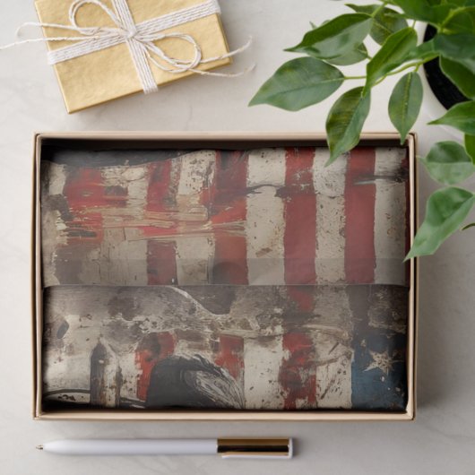 Decoupage verweerde motorfiets met vlag tissuepapier (Geschenk)