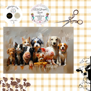 Decoupage Vet's Clinic Huisdieren van alle soorten Tissuepapier