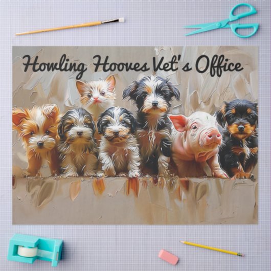 Decoupage Vet's Kantoor Gepersonaliseerde dierenfo Tissuepapier (Craft)