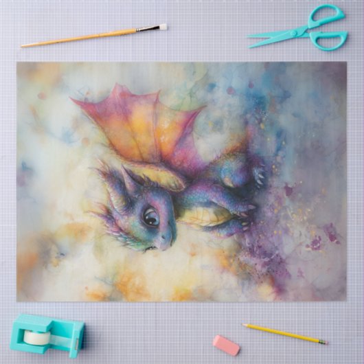Decoupage Vibrant Baby Fantasy Dragon Tissuepapier (Craft)
