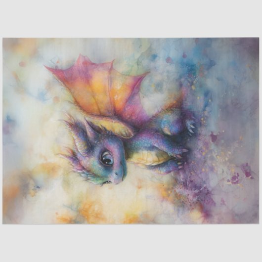 Decoupage Vibrant Baby Fantasy Dragon Tissuepapier (Voorkant)