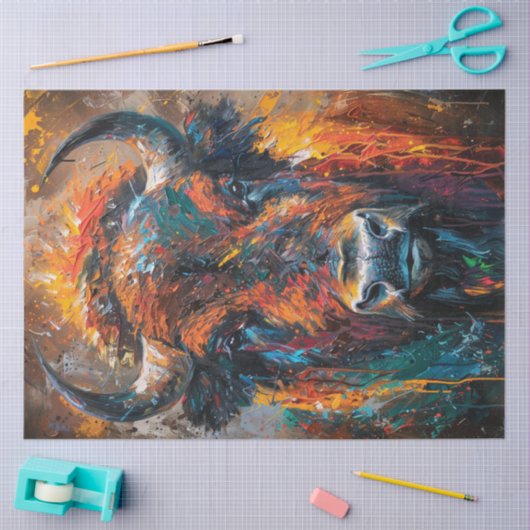 Decoupage Vibrant Bison Abstract schilderij Tissuepapier (Craft)