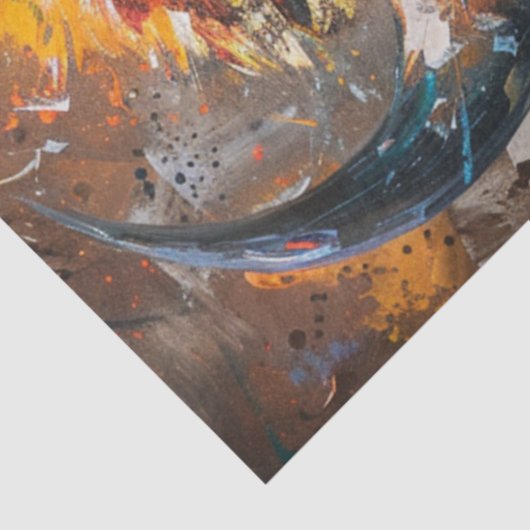 Decoupage Vibrant Bison Abstract schilderij Tissuepapier (Detail)