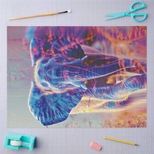 Decoupage Vibrant Coloured Elephant Tissuepapier (Craft)