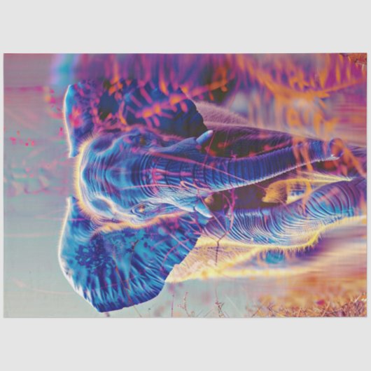 Decoupage Vibrant Coloured Elephant Tissuepapier (Voorkant)