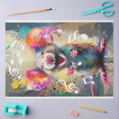 Decoupage Vibrant Coloured Singing Mouse Tissuepapier (Craft)