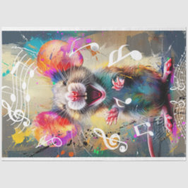 Decoupage Vibrant Coloured Singing Mouse Tissuepapier