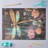 Decoupage Vibrant Dragonfly Blauw Gele Vleugels Tissuepapier (Craft)