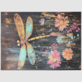 Decoupage Vibrant Dragonfly Blauw Gele Vleugels Tissuepapier (Voorkant)