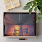 Decoupage Vibrant Fire Viool Tissuepapier (Geschenk)