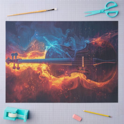 Decoupage Vibrant Fire Viool Tissuepapier (Craft)