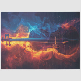 Decoupage Vibrant Fire Viool Tissuepapier