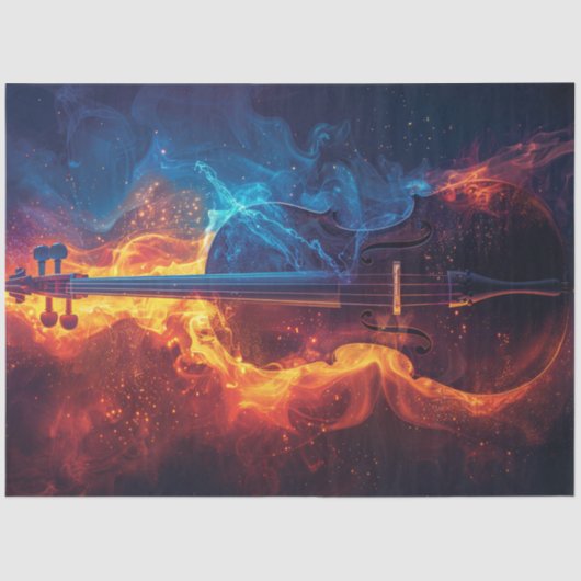 Decoupage Vibrant Fire Viool Tissuepapier (Voorkant)